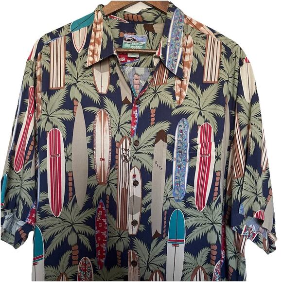 Vintage Reyn Spooner Hawaiian Shirt Size XL Longboards Palm Trees Vacation - Picture 5 of 5
